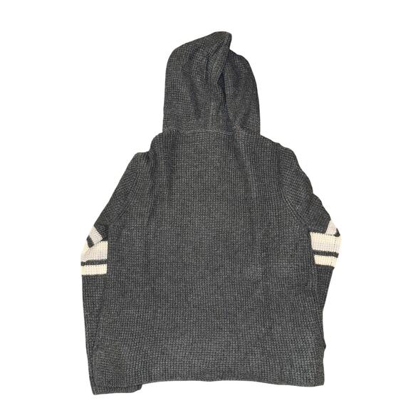 Faherty Wisp Waffle Sweater Hoodie Women's Size M Storm Grey Wool Blend - Picture 5 of 7